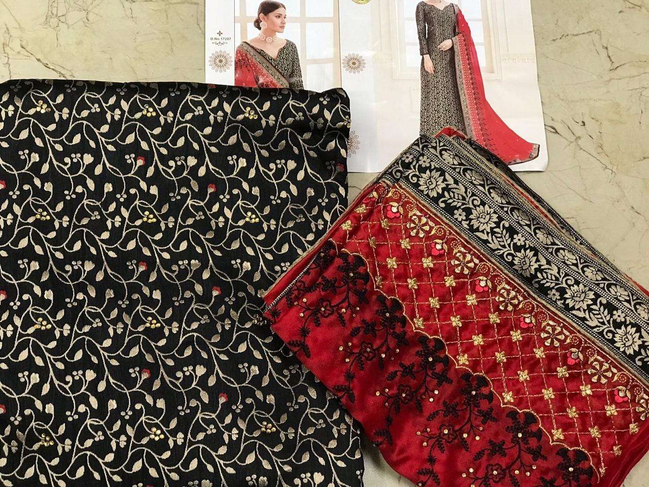 RSF HIT DESIGN 17207 BY RIDDHI SIDDHI FASHION DESIGNER SUITS BEAUTIFUL FANCY COLORFUL STYLISH PARTY WEAR & OCCASIONAL WEAR PURE SILK JACQUARD WITH HANDWORK DRESSES AT WHOLESALE PRICE