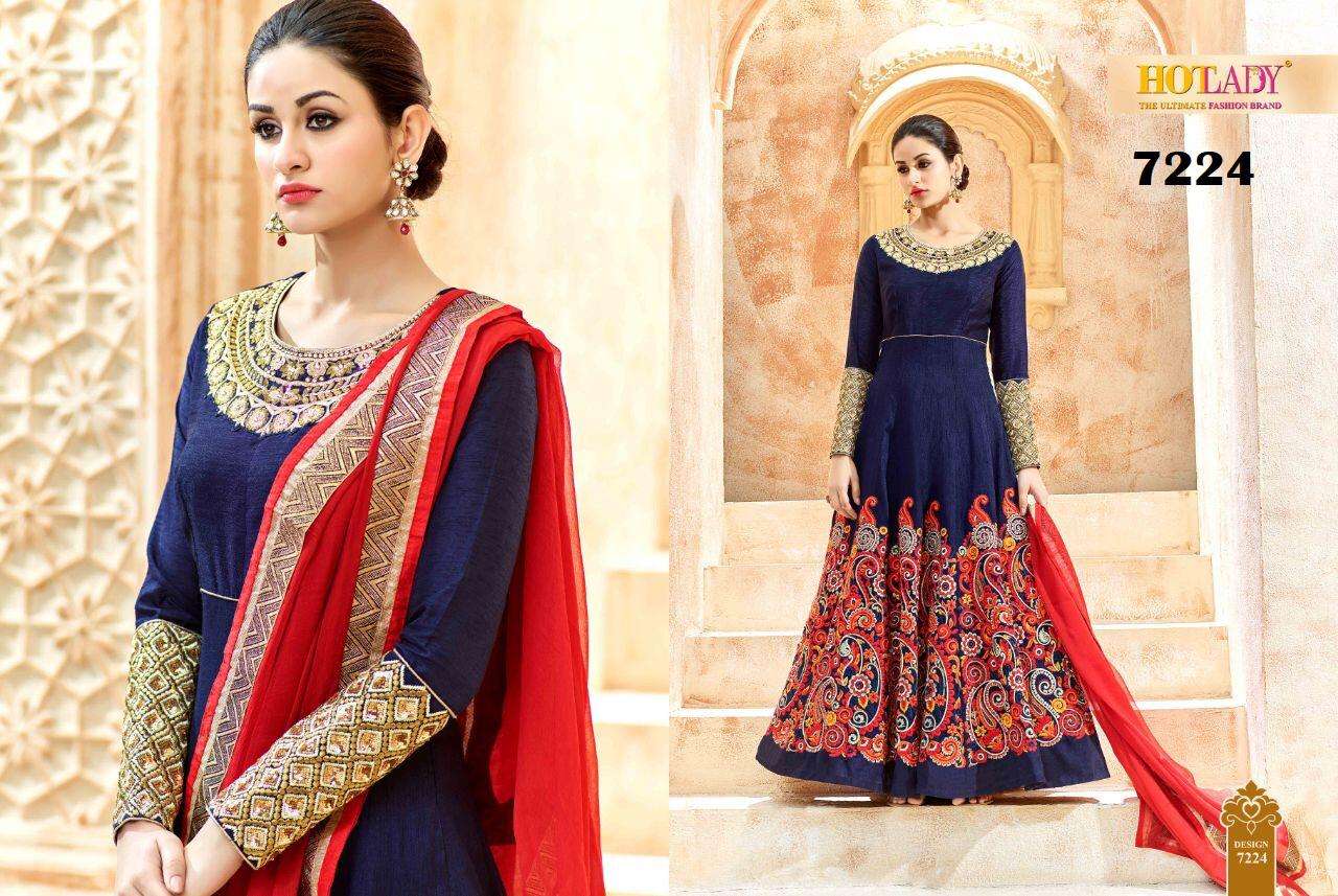 SHALEENA NX VOL-2 BY HOT LADY BEAUTIFUL ANARKALI EMBROIDERED DESIGNER STYLISH COLORFUL ETHNIC PARTY WEAR OCCASIONAL WEAR TRADITIONAL WEAR SWISS SHADOW/PURE SILK DRESSES AT WHOLESALE PRICE