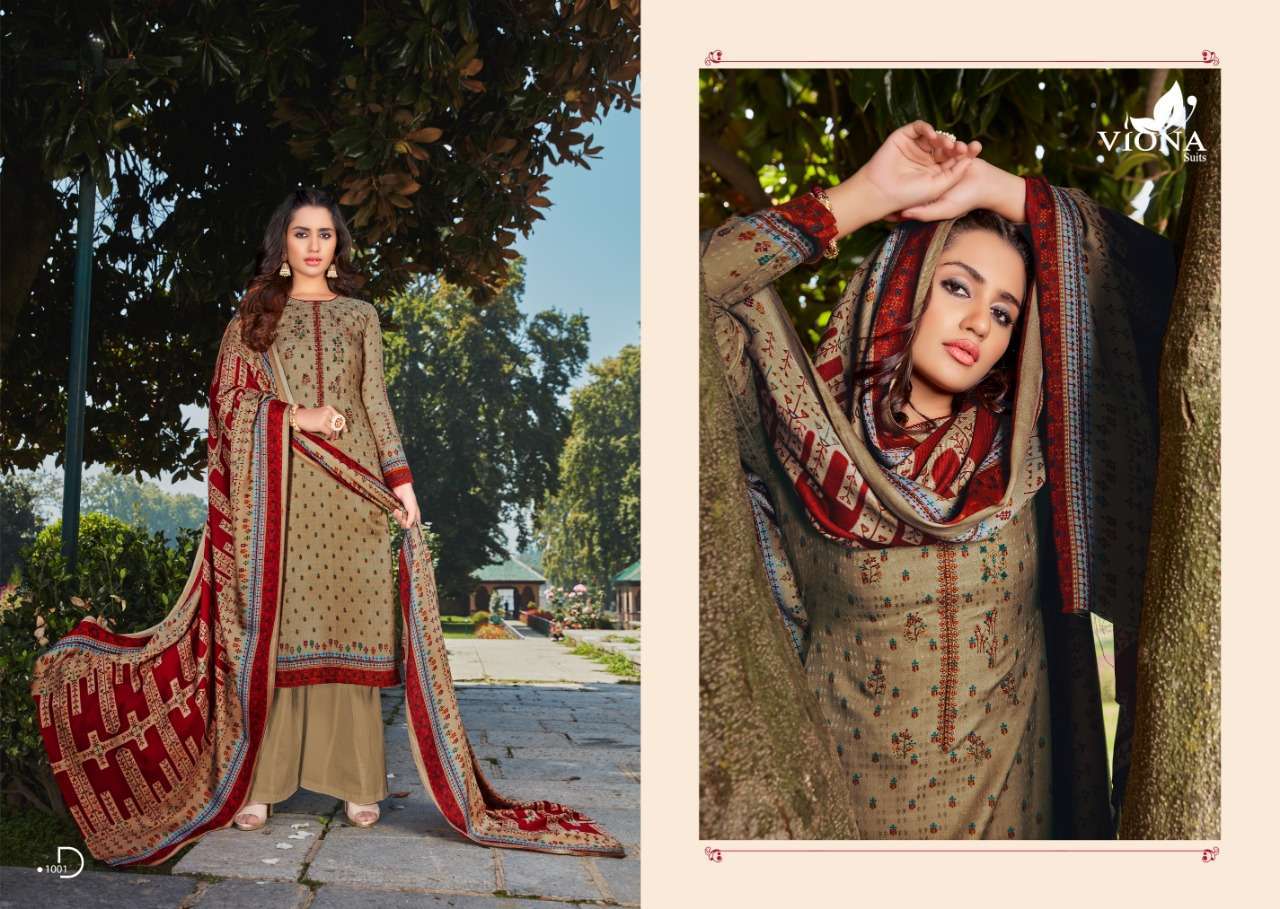 FIZA BY VIONA SUITS 1001 TO 1008 SERIES BEAUTIFUL PATIYALA SUITS STYLISH FANCY COLORFUL PARTY WEAR & OCCASIONAL WEAR PURE PASHMINA WITH WORK PRINTED DRESSES AT WHOLESALE PRICE