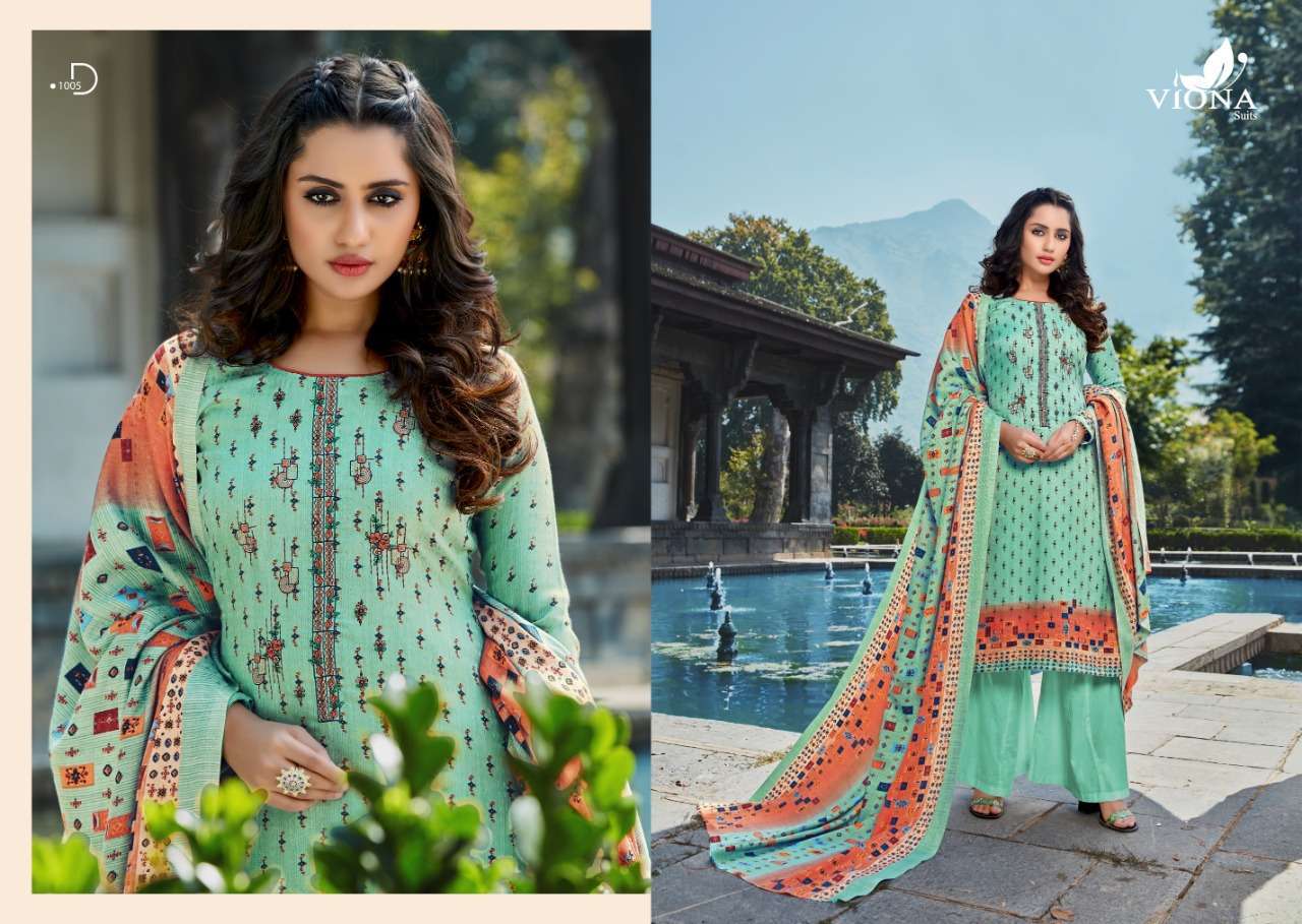 FIZA BY VIONA SUITS 1001 TO 1008 SERIES BEAUTIFUL PATIYALA SUITS STYLISH FANCY COLORFUL PARTY WEAR & OCCASIONAL WEAR PURE PASHMINA WITH WORK PRINTED DRESSES AT WHOLESALE PRICE