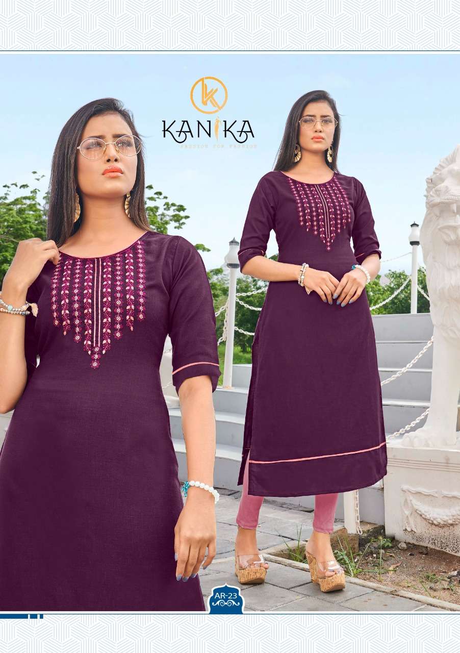 ANUROOP VOL-3 BY KANIKA 19 TO 28 SERIES BEAUTIFUL STYLISH FANCY COLORFUL CASUAL WEAR & ETHNIC WEAR & READY TO WEAR RUBY COTTON EMBROIDERED KURTIS AT WHOLESALE PRICE