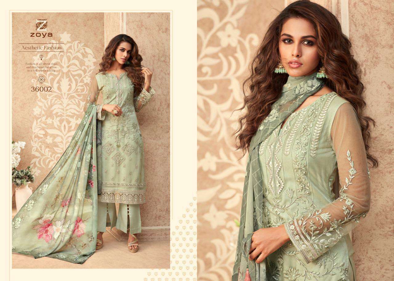 GRACE BY ZOYA 36001 TO 36007 DESIGNER COLLECTION SUITS BEAUTIFUL STYLISH FANCY COLORFUL PARTY WEAR & OCCASIONAL WEAR BUTTERFLY NET WITH HEAVY EMBROIDERED DRESSES AT WHOLESALE PRICE