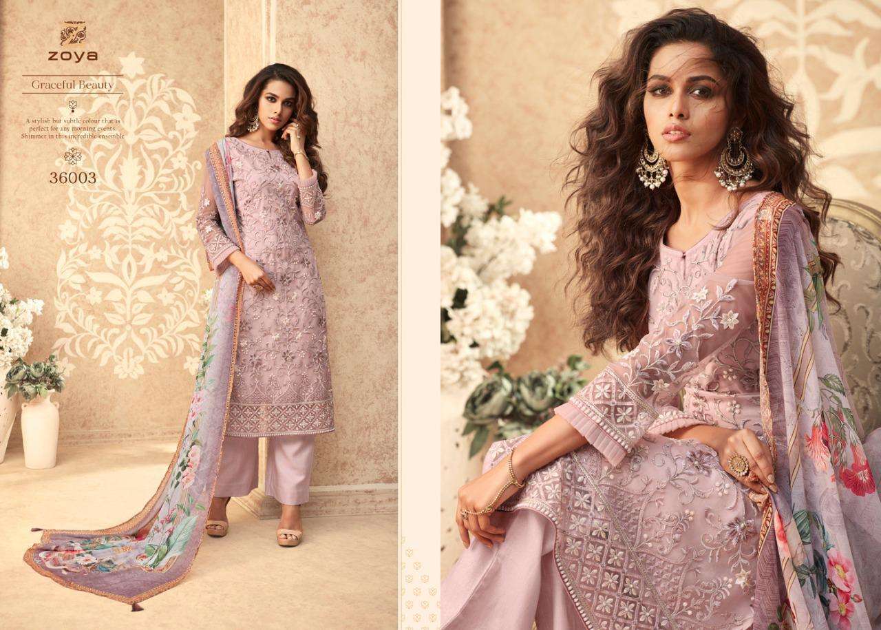 GRACE BY ZOYA 36001 TO 36007 DESIGNER COLLECTION SUITS BEAUTIFUL STYLISH FANCY COLORFUL PARTY WEAR & OCCASIONAL WEAR BUTTERFLY NET WITH HEAVY EMBROIDERED DRESSES AT WHOLESALE PRICE