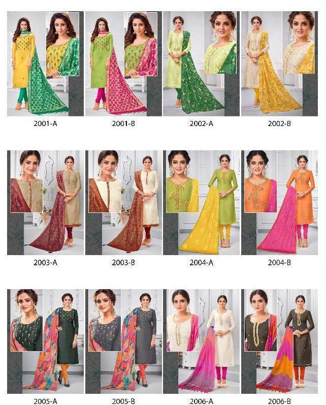 MAGIC SPECIAL VOL-2 BY SHAGUN LIFE STYLE 2001-A TO 2006-B SERIES BEAUTIFUL SUITS COLORFUL STYLISH FANCY CASUAL WEAR & ETHNIC WEAR MODAL SILK WITH HAND WORK DRESSES AT WHOLESALE PRICE