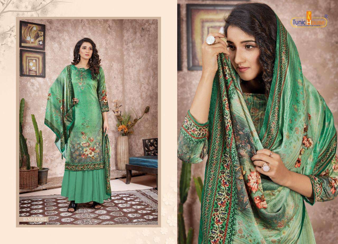PEARL BY TUNIC HOUSE 84001 TO 84006 SERIES BEAUTIFUL SUITS COLORFUL STYLISH FANCY CASUAL WEAR & ETHNIC WEAR VELVET 9000 DIGITAL PRINTED PRINTED DRESSES AT WHOLESALE PRICE