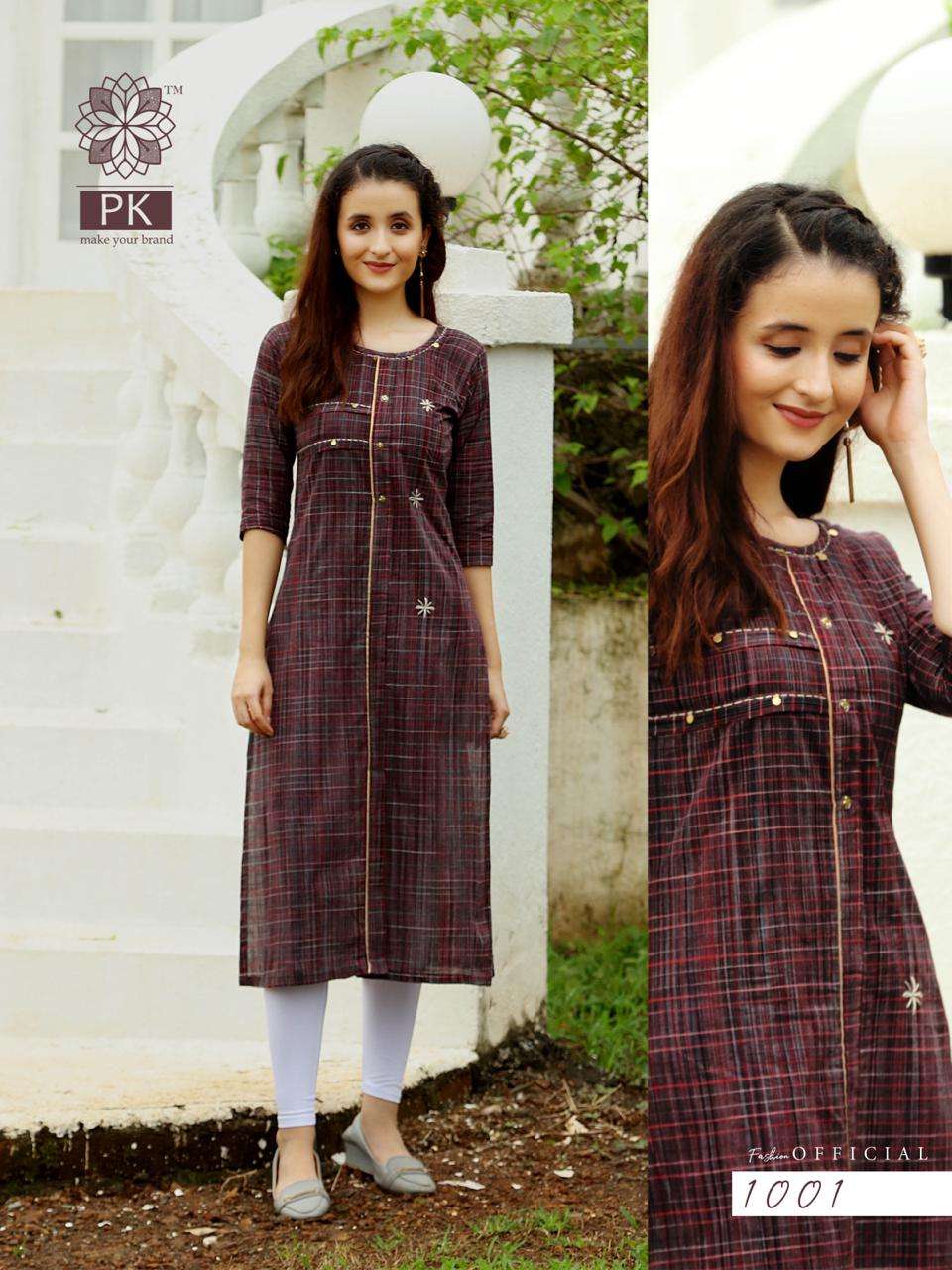 FASHION OFFICIAL BY PK 1001 TO 1009 SERIES BEAUTIFUL STYLISH FANCY COLORFUL CASUAL WEAR & ETHNIC WEAR & READY TO WEAR RAYON AND COTTON JACQUARD KURTIS AT WHOLESALE PRICE