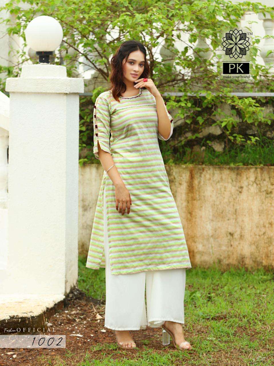 FASHION OFFICIAL BY PK 1001 TO 1009 SERIES BEAUTIFUL STYLISH FANCY COLORFUL CASUAL WEAR & ETHNIC WEAR & READY TO WEAR RAYON AND COTTON JACQUARD KURTIS AT WHOLESALE PRICE