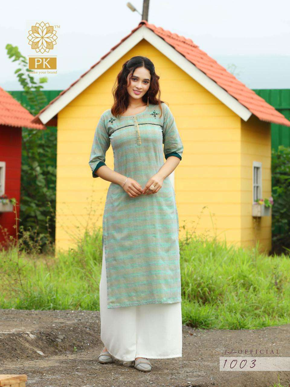 FASHION OFFICIAL BY PK 1001 TO 1009 SERIES BEAUTIFUL STYLISH FANCY COLORFUL CASUAL WEAR & ETHNIC WEAR & READY TO WEAR RAYON AND COTTON JACQUARD KURTIS AT WHOLESALE PRICE