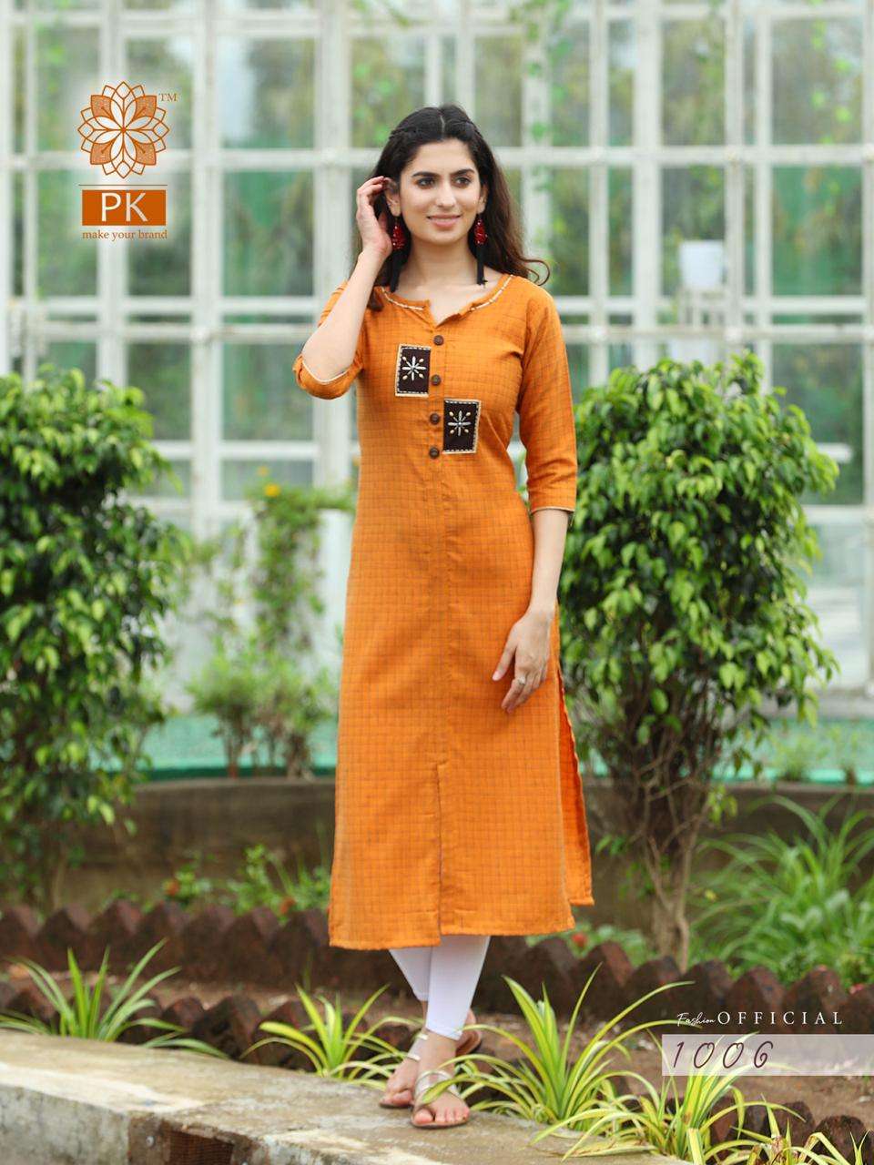 FASHION OFFICIAL BY PK 1001 TO 1009 SERIES BEAUTIFUL STYLISH FANCY COLORFUL CASUAL WEAR & ETHNIC WEAR & READY TO WEAR RAYON AND COTTON JACQUARD KURTIS AT WHOLESALE PRICE