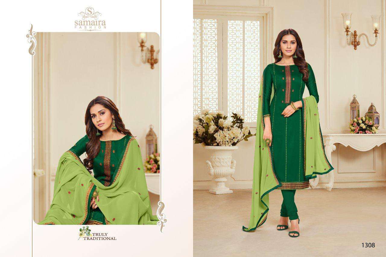 ZEEBA BY SAMIAR FASHION 1305 TO 1312 SERIES BEAUTIFUL SUITS COLORFUL STYLISH FANCY CASUAL WEAR & ETHNIC WEAR JAM SILK COTTON WITH EMBROIDERY DRESSES AT WHOLESALE PRICE