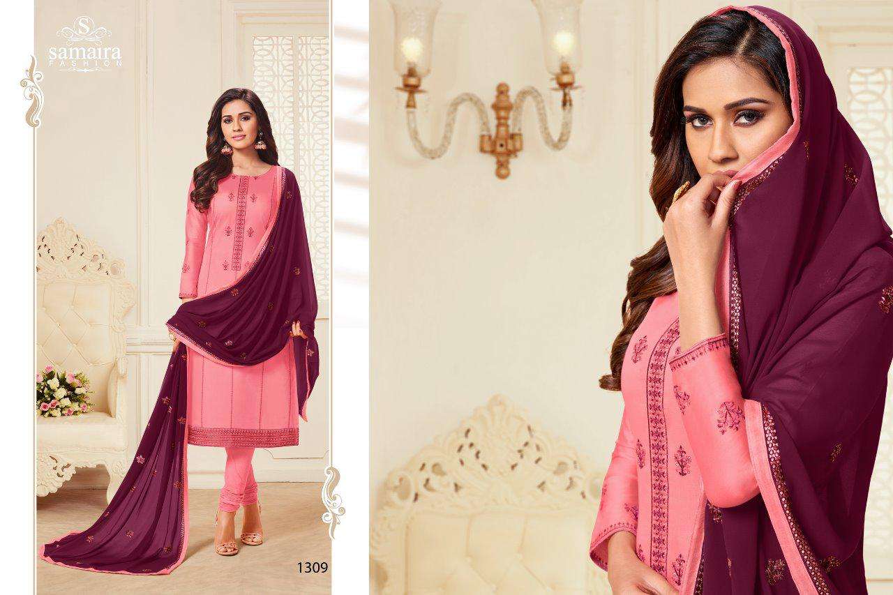 ZEEBA BY SAMIAR FASHION 1305 TO 1312 SERIES BEAUTIFUL SUITS COLORFUL STYLISH FANCY CASUAL WEAR & ETHNIC WEAR JAM SILK COTTON WITH EMBROIDERY DRESSES AT WHOLESALE PRICE
