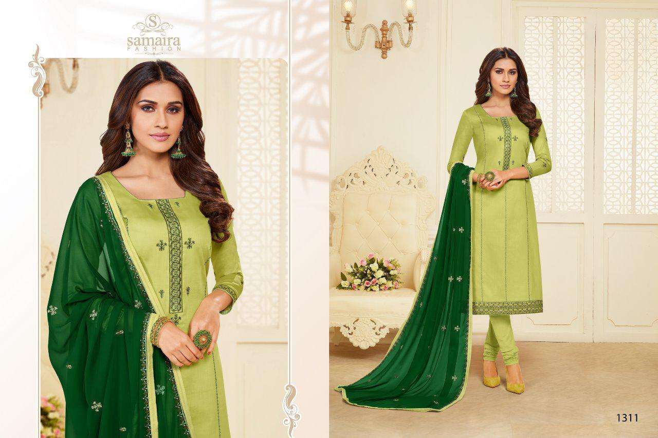 ZEEBA BY SAMIAR FASHION 1305 TO 1312 SERIES BEAUTIFUL SUITS COLORFUL STYLISH FANCY CASUAL WEAR & ETHNIC WEAR JAM SILK COTTON WITH EMBROIDERY DRESSES AT WHOLESALE PRICE