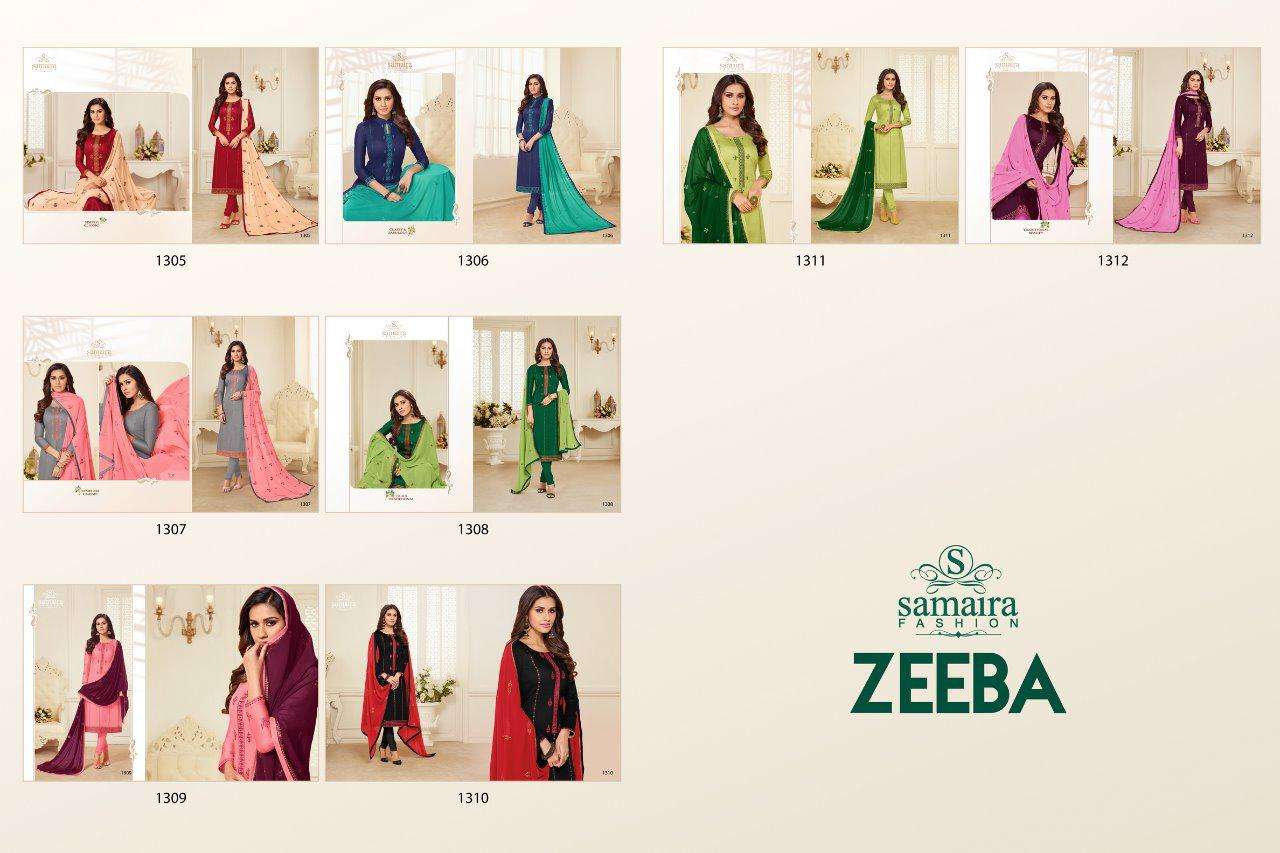 ZEEBA BY SAMIAR FASHION 1305 TO 1312 SERIES BEAUTIFUL SUITS COLORFUL STYLISH FANCY CASUAL WEAR & ETHNIC WEAR JAM SILK COTTON WITH EMBROIDERY DRESSES AT WHOLESALE PRICE