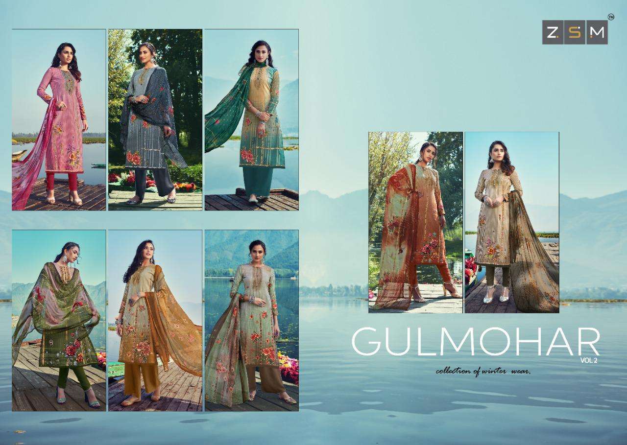 GULMOHAR VOL-2 BY ZSM 2001 TO 2008 SERIES BEAUTIFUL SUITS COLORFUL STYLISH FANCY CASUAL WEAR & ETHNIC WEAR PASHMINA PRINTED DRESSES AT WHOLESALE PRICE
