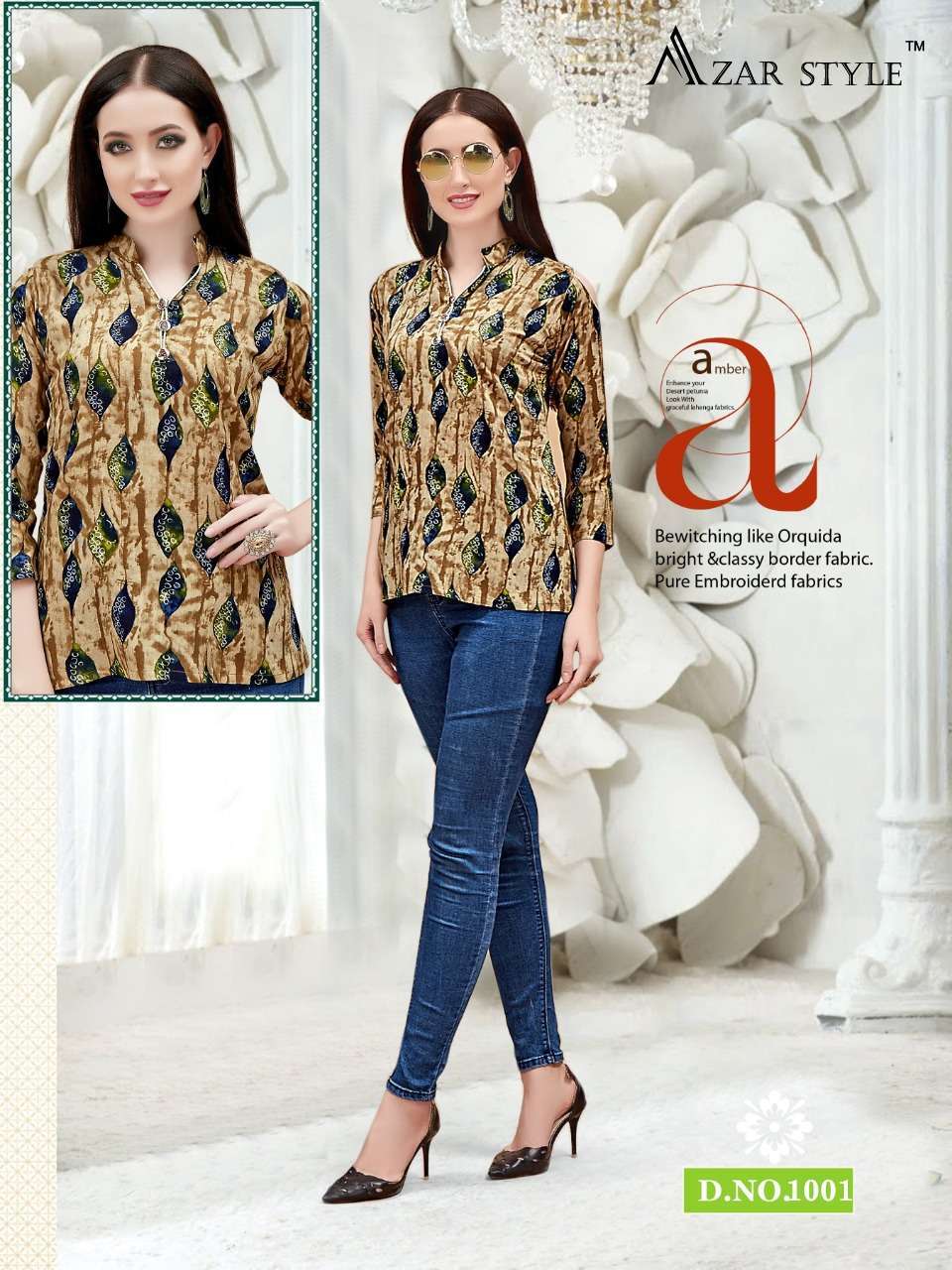 STILART BY AZAR STYLE 1001 TO 1004 SERIES BEAUTIFUL COLORFUL STYLISH FANCY CASUAL WEAR & READY TO WEAR RAYON PRINTED 14 KG TOPS AT WHOLESALE PRICE