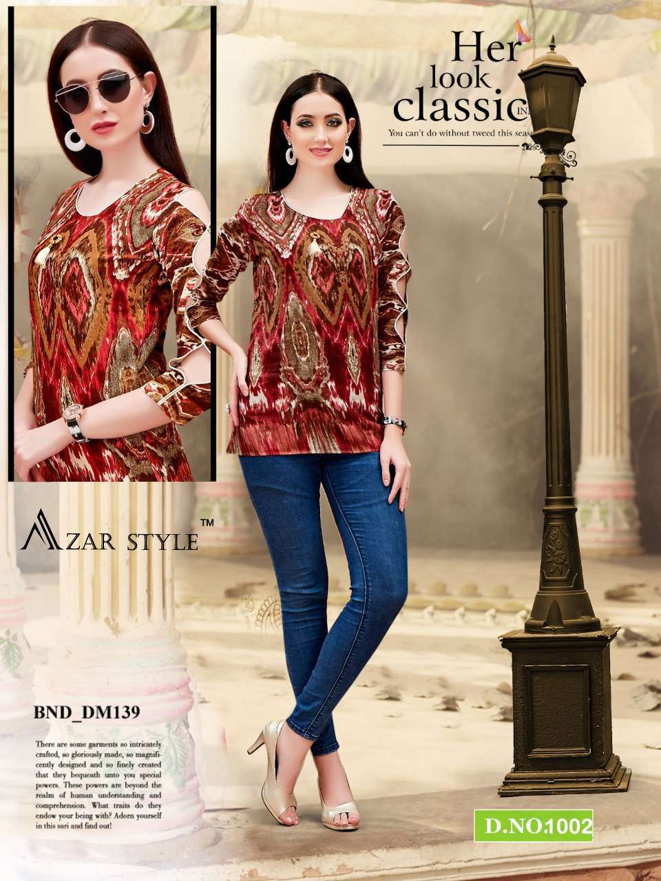 STILART BY AZAR STYLE 1001 TO 1004 SERIES BEAUTIFUL COLORFUL STYLISH FANCY CASUAL WEAR & READY TO WEAR RAYON PRINTED 14 KG TOPS AT WHOLESALE PRICE