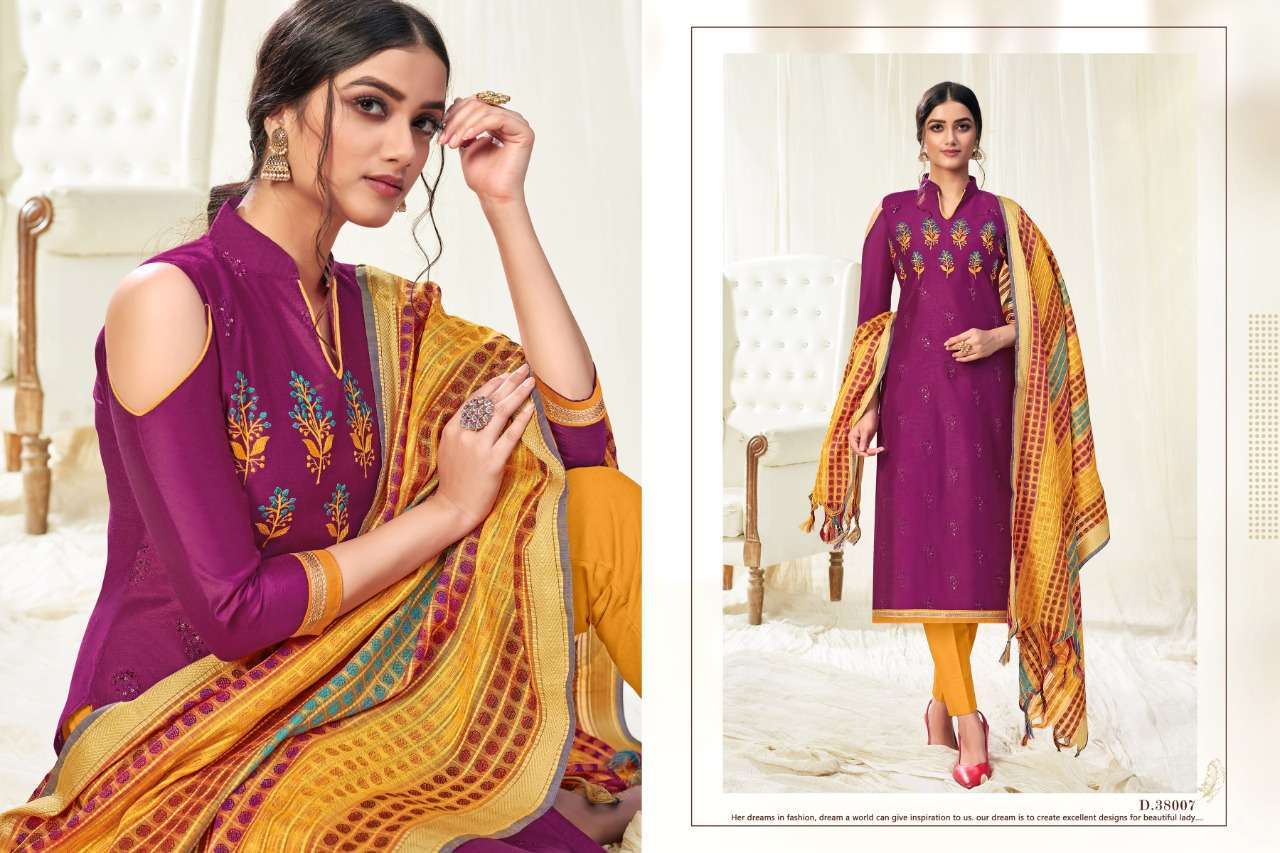 HOT SPOT VOL-2 BY RAGHAV CREATION 38001 TO 38012 SERIES BEAUTIFUL SUITS COLORFUL STYLISH FANCY CASUAL WEAR & ETHNIC WEAR SOUTH SILK BASED WITH EMBROIDERY DRESSES AT WHOLESALE PRICE