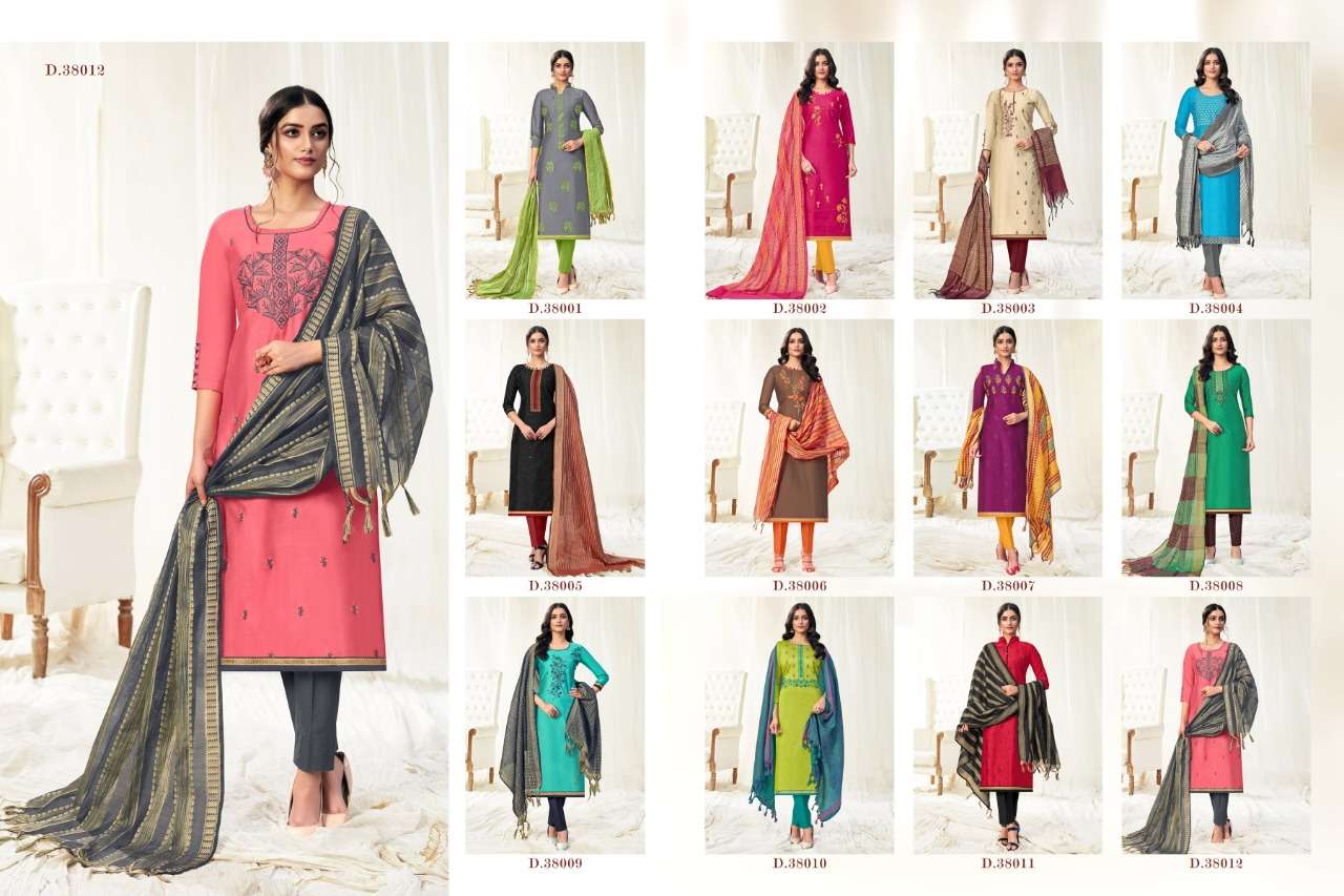 HOT SPOT VOL-2 BY RAGHAV CREATION 38001 TO 38012 SERIES BEAUTIFUL SUITS COLORFUL STYLISH FANCY CASUAL WEAR & ETHNIC WEAR SOUTH SILK BASED WITH EMBROIDERY DRESSES AT WHOLESALE PRICE