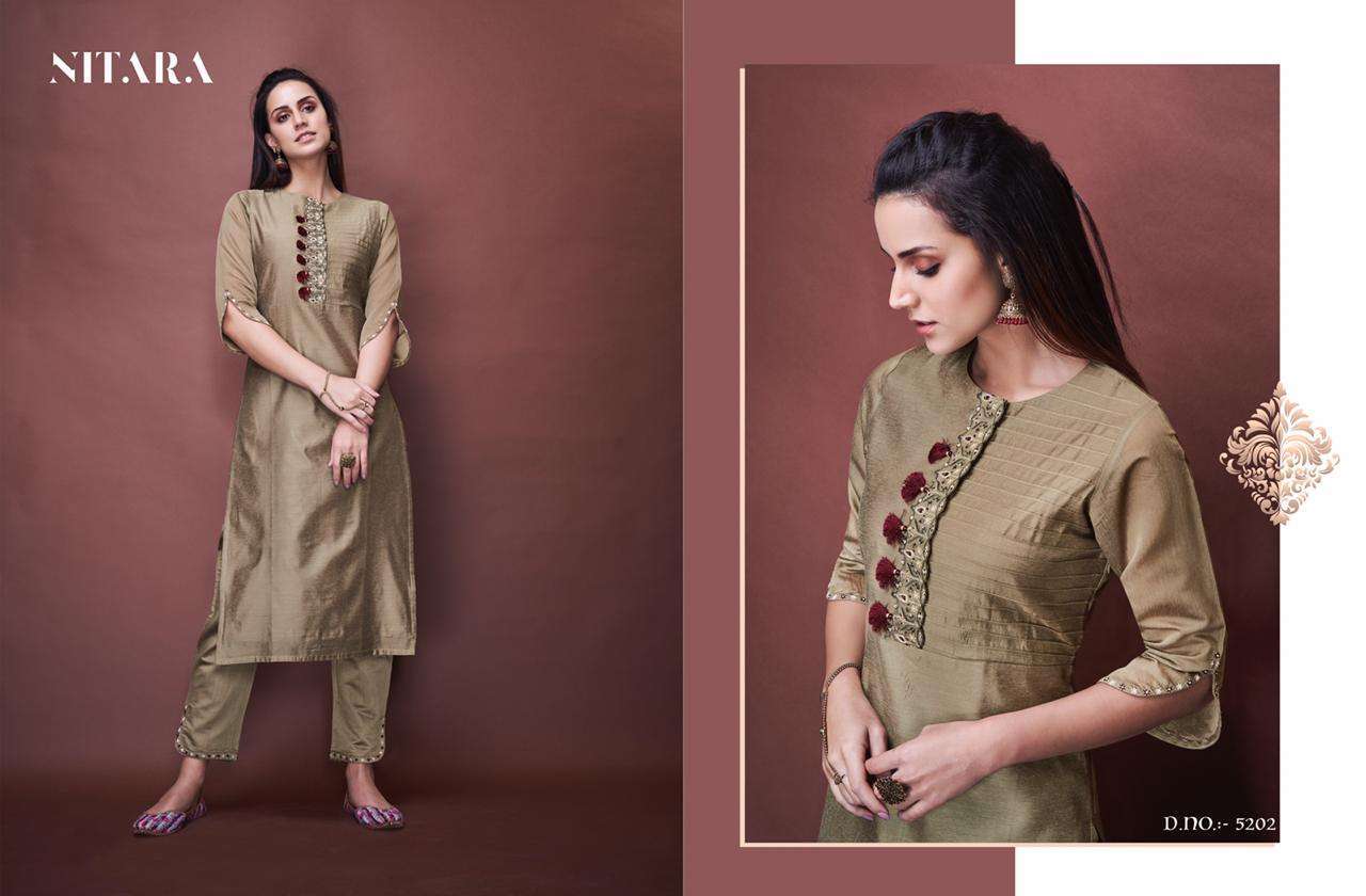 ANGELICA BY NITARA 5201 TO 5205 SERIES DESIGNER SUITS COLLECTION BEAUTIFUL STYLISH FANCY COLORFUL PARTY WEAR & OCCASIONAL WEAR PURE CHANDERI DRESSES AT WHOLESALE PRICE