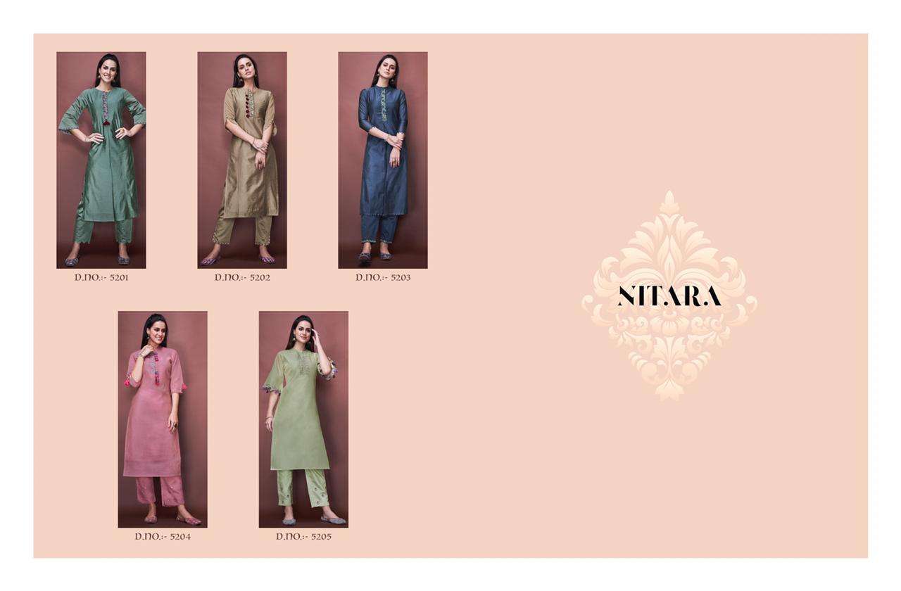 ANGELICA BY NITARA 5201 TO 5205 SERIES DESIGNER SUITS COLLECTION BEAUTIFUL STYLISH FANCY COLORFUL PARTY WEAR & OCCASIONAL WEAR PURE CHANDERI DRESSES AT WHOLESALE PRICE