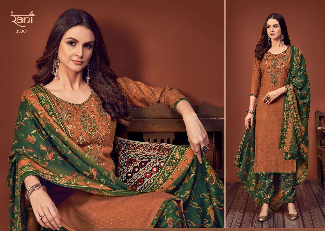 SAKHIYA BY RANI FASHION 35001 TO 35008 SERIES DESIGNER SUITS COLLECTION BEAUTIFUL STYLISH FANCY COLORFUL PARTY WEAR & OCCASIONAL WEAR PASHMINA DOBBY PRINT WITH WORK DRESSES AT WHOLESALE PRICE