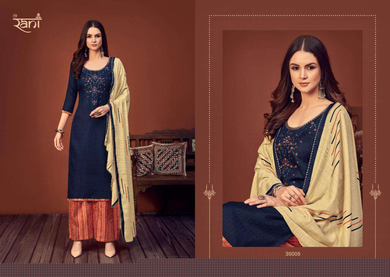 SAKHIYA BY RANI FASHION 35001 TO 35008 SERIES DESIGNER SUITS COLLECTION BEAUTIFUL STYLISH FANCY COLORFUL PARTY WEAR & OCCASIONAL WEAR PASHMINA DOBBY PRINT WITH WORK DRESSES AT WHOLESALE PRICE