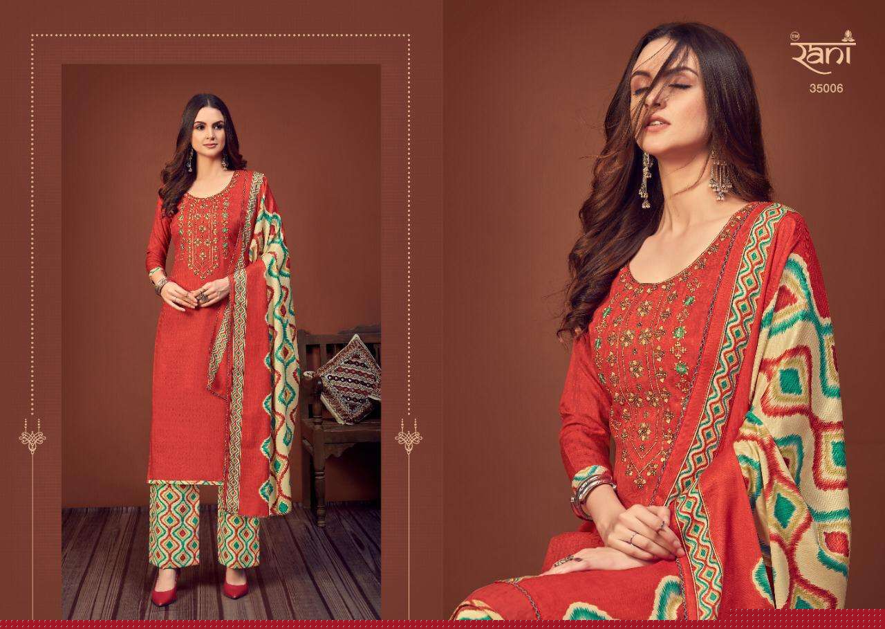 SAKHIYA BY RANI FASHION 35001 TO 35008 SERIES DESIGNER SUITS COLLECTION BEAUTIFUL STYLISH FANCY COLORFUL PARTY WEAR & OCCASIONAL WEAR PASHMINA DOBBY PRINT WITH WORK DRESSES AT WHOLESALE PRICE