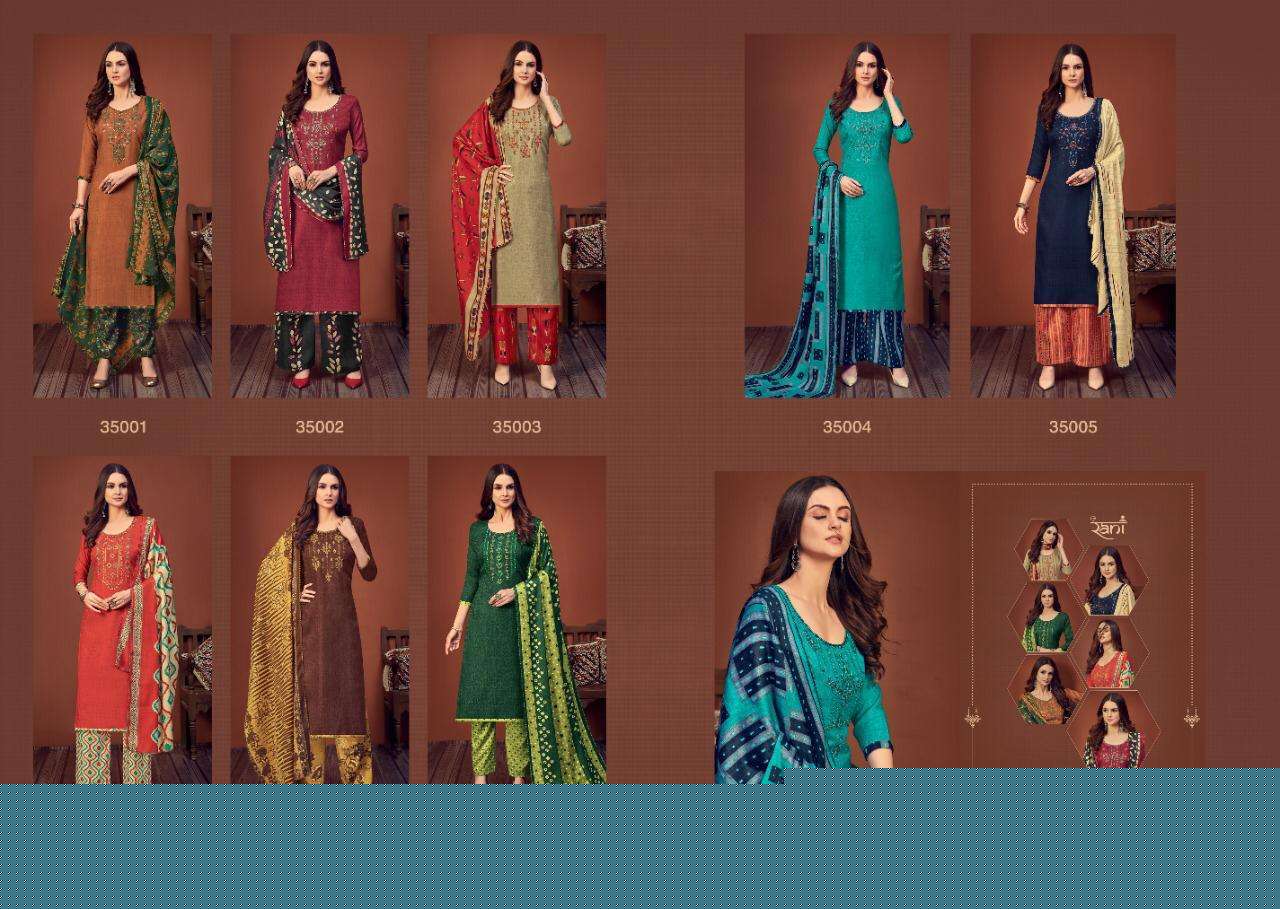 SAKHIYA BY RANI FASHION 35001 TO 35008 SERIES DESIGNER SUITS COLLECTION BEAUTIFUL STYLISH FANCY COLORFUL PARTY WEAR & OCCASIONAL WEAR PASHMINA DOBBY PRINT WITH WORK DRESSES AT WHOLESALE PRICE