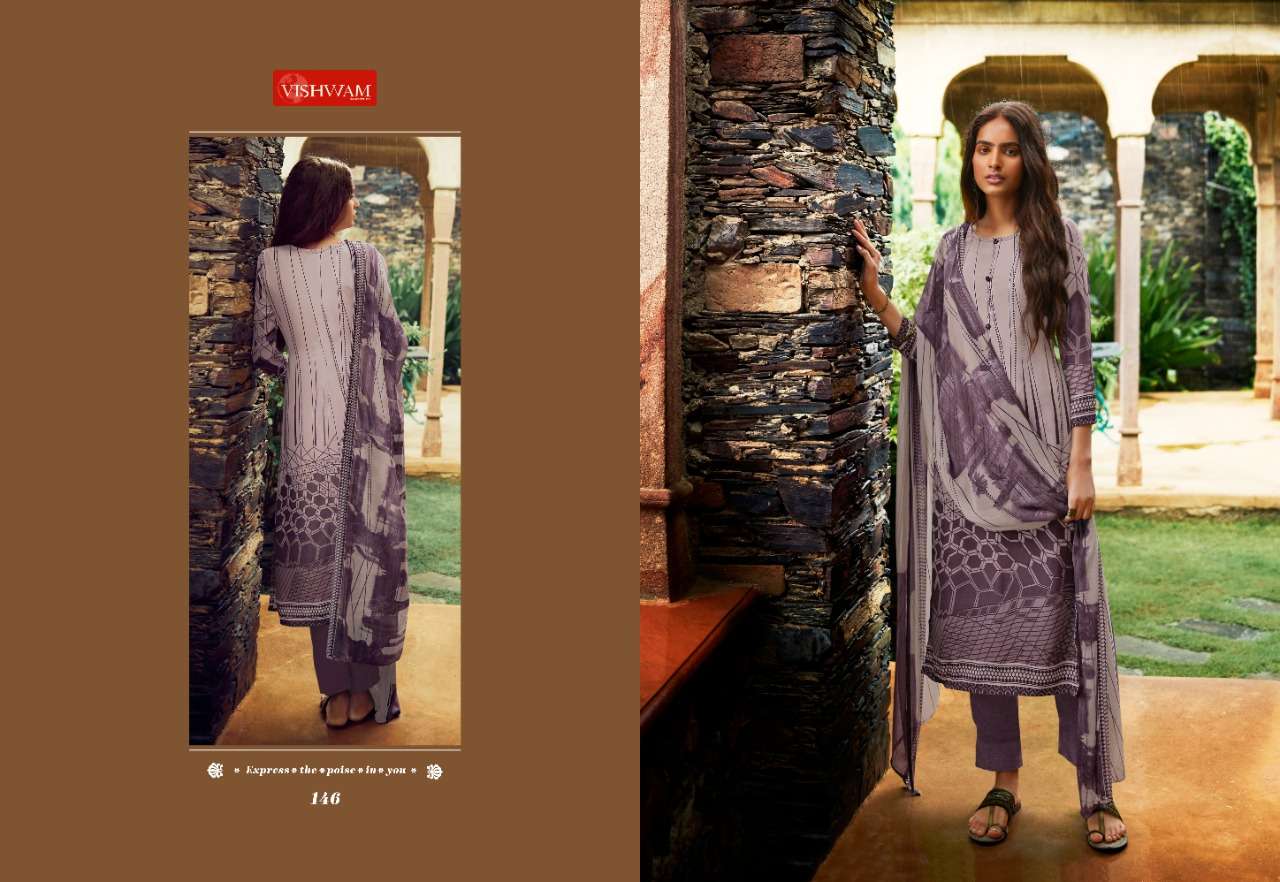 CAPPUCCINO VOL-4 BY VISHWAM FABRICS 143 TO 154 SERIES BEAUTIFUL SUITS COLORFUL STYLISH FANCY CASUAL WEAR & ETHNIC WEAR CREPE PRINTED DRESSES AT WHOLESALE PRICE
