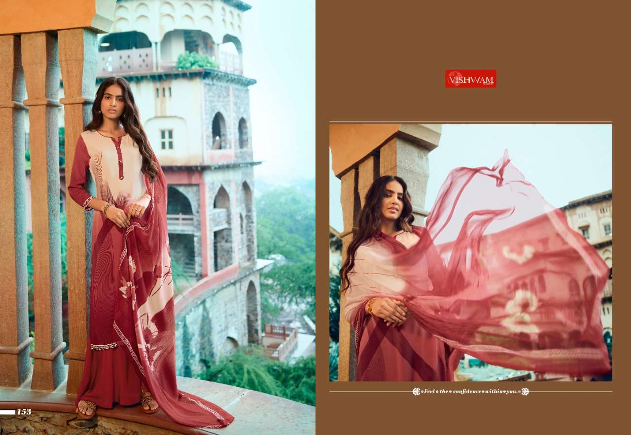 CAPPUCCINO VOL-4 BY VISHWAM FABRICS 143 TO 154 SERIES BEAUTIFUL SUITS COLORFUL STYLISH FANCY CASUAL WEAR & ETHNIC WEAR CREPE PRINTED DRESSES AT WHOLESALE PRICE