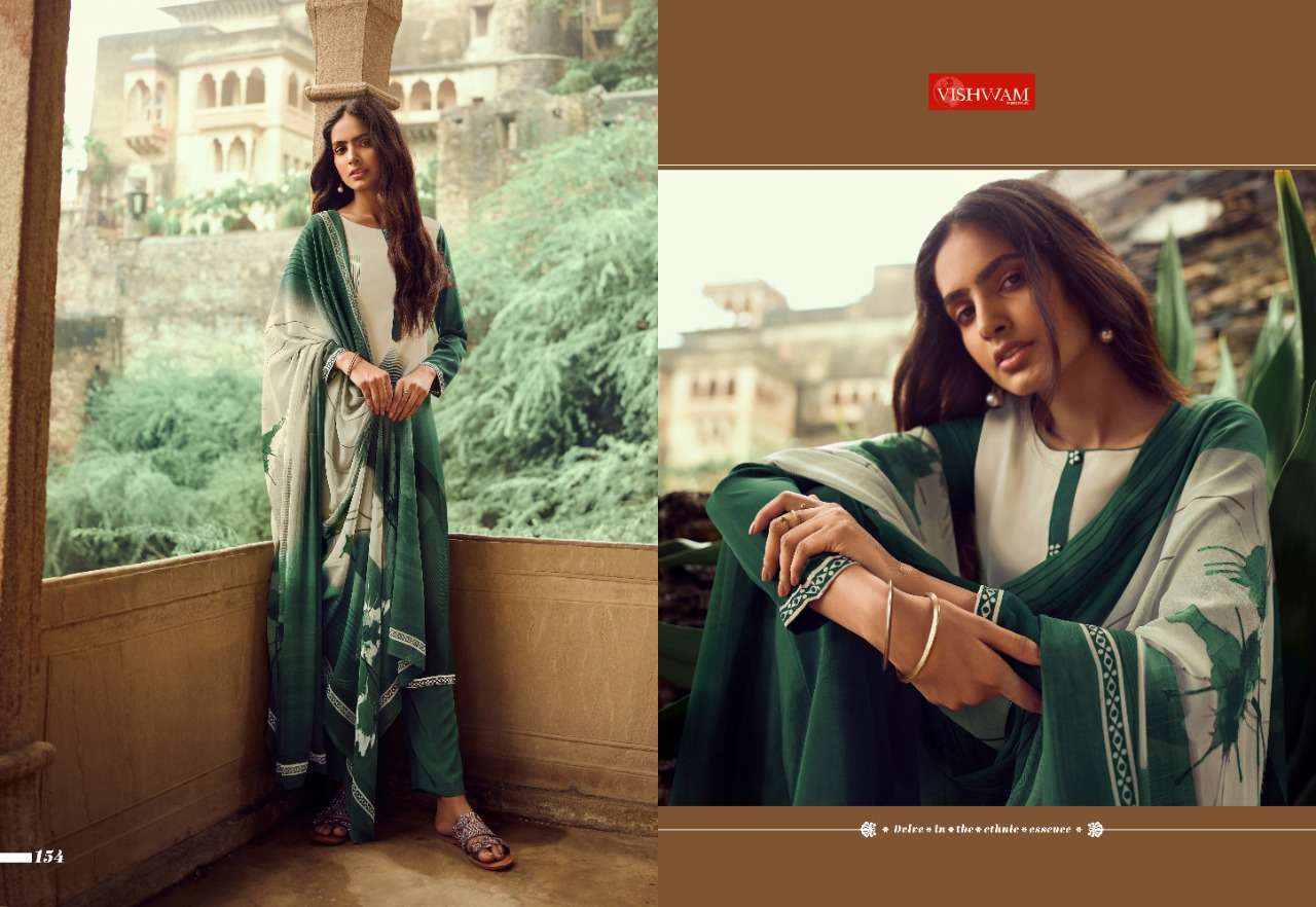 CAPPUCCINO VOL-4 BY VISHWAM FABRICS 143 TO 154 SERIES BEAUTIFUL SUITS COLORFUL STYLISH FANCY CASUAL WEAR & ETHNIC WEAR CREPE PRINTED DRESSES AT WHOLESALE PRICE