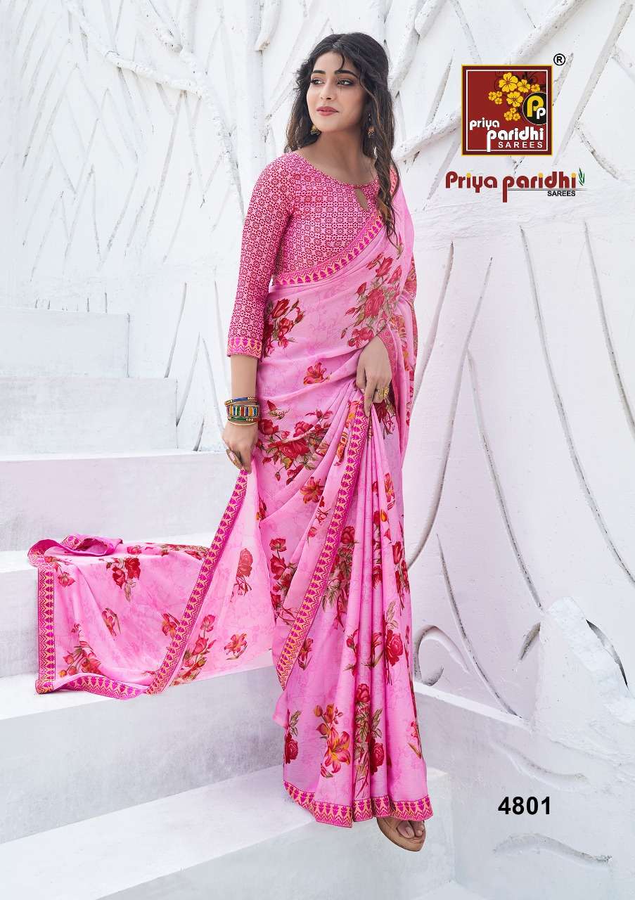 SHANAYA BY PRIYA PARIDHI 4801 TO 4810 SERIES INDIAN TRADITIONAL WEAR COLLECTION BEAUTIFUL STYLISH FANCY COLORFUL PARTY WEAR & OCCASIONAL WEAR FANCY MOSS PRINTED SAREES AT WHOLESALE PRICE