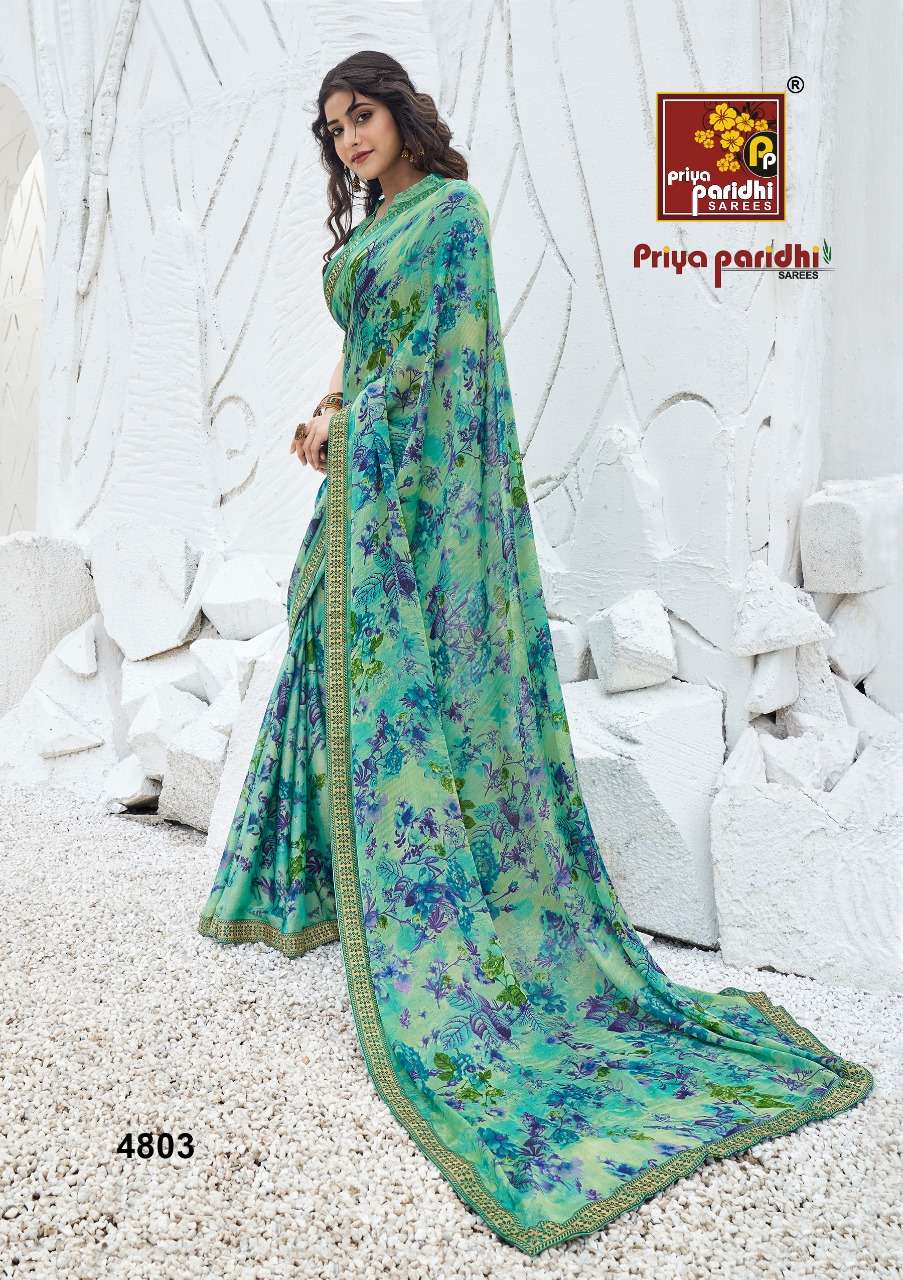 SHANAYA BY PRIYA PARIDHI 4801 TO 4810 SERIES INDIAN TRADITIONAL WEAR COLLECTION BEAUTIFUL STYLISH FANCY COLORFUL PARTY WEAR & OCCASIONAL WEAR FANCY MOSS PRINTED SAREES AT WHOLESALE PRICE