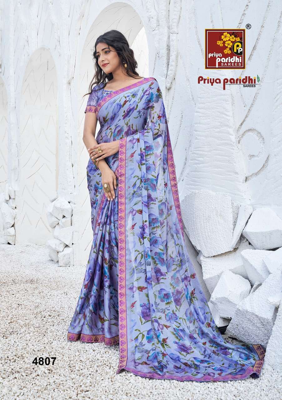 SHANAYA BY PRIYA PARIDHI 4801 TO 4810 SERIES INDIAN TRADITIONAL WEAR COLLECTION BEAUTIFUL STYLISH FANCY COLORFUL PARTY WEAR & OCCASIONAL WEAR FANCY MOSS PRINTED SAREES AT WHOLESALE PRICE