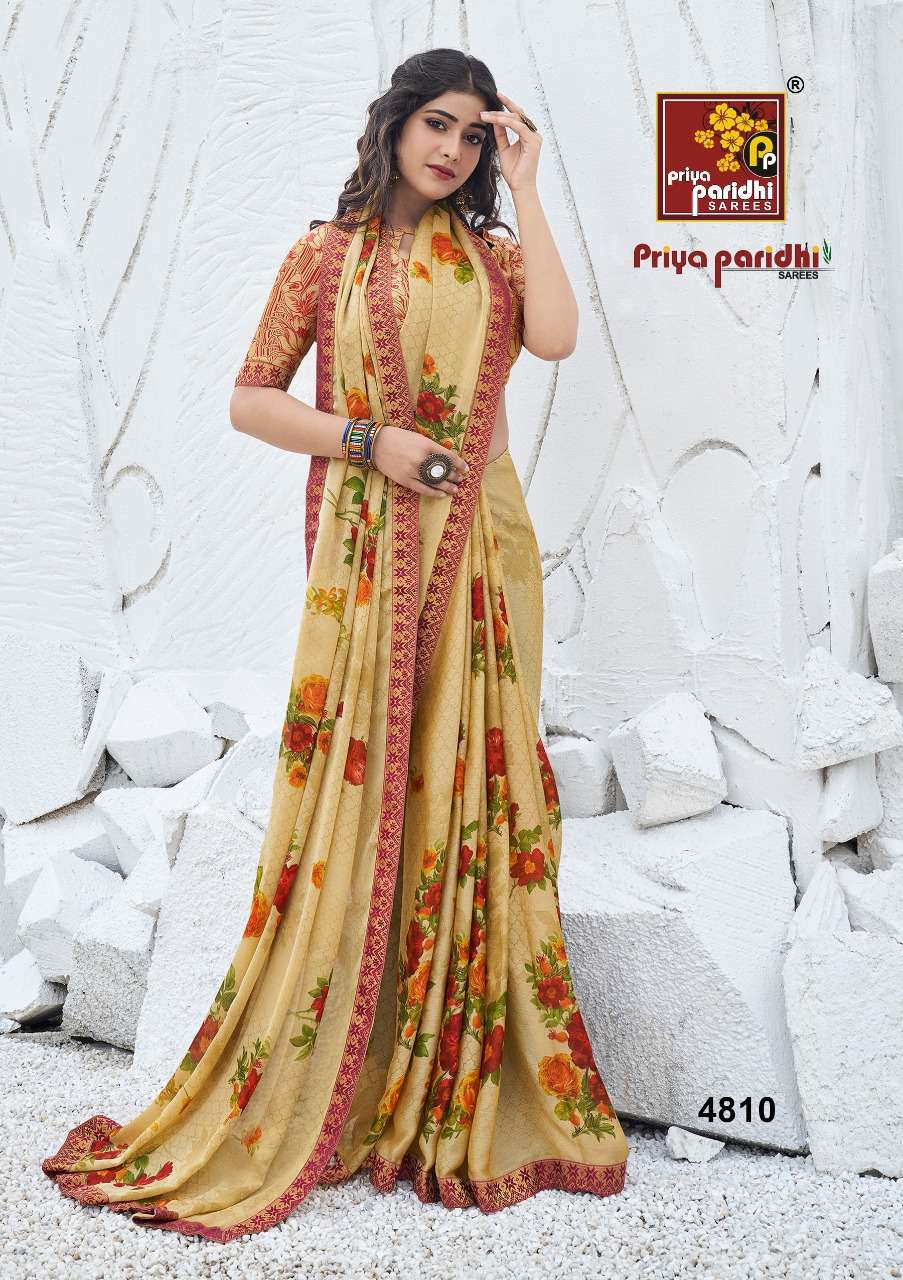 SHANAYA BY PRIYA PARIDHI 4801 TO 4810 SERIES INDIAN TRADITIONAL WEAR COLLECTION BEAUTIFUL STYLISH FANCY COLORFUL PARTY WEAR & OCCASIONAL WEAR FANCY MOSS PRINTED SAREES AT WHOLESALE PRICE