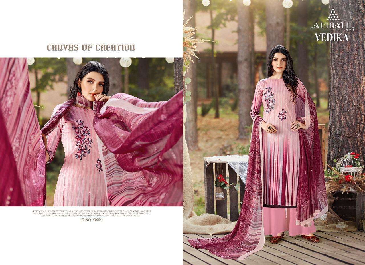 VEDIKA BY ADINATH PRINTS 50001 TO 50010 SERIES BEAUTIFUL STYLISH SUITS FANCY COLORFUL CASUAL WEAR & ETHNIC WEAR & READY TO WEAR PURE PASHMINA PRINT WITH EMBROIDERY DRESSES AT WHOLESALE PRICE