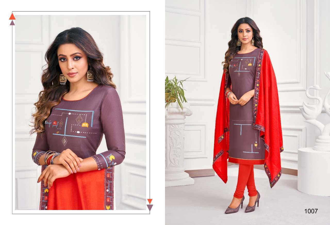 DIGITAL BY KAPIL TEX 1001 TO 1008 SERIES BEAUTIFUL STYLISH SUITS FANCY COLORFUL CASUAL WEAR & ETHNIC WEAR & READY TO WEAR MUSLIN DIGITAL PRINT WITH WORK DRESSES AT WHOLESALE PRICE