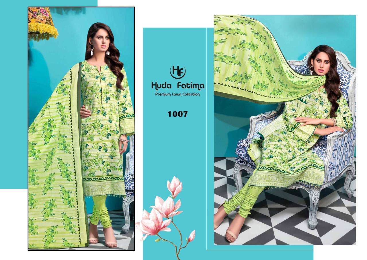 EXCLUSIVE SPRING LAWN COLLECTION 2020 BY HUDA FATIMA 1001 TO 1010 SERIES BEAUTIFUL SUITS STYLISH FANCY COLORFUL CASUAL WEAR & ETHNIC WEAR PURE CAMBRIC DRESSES AT WHOLESALE PRICE