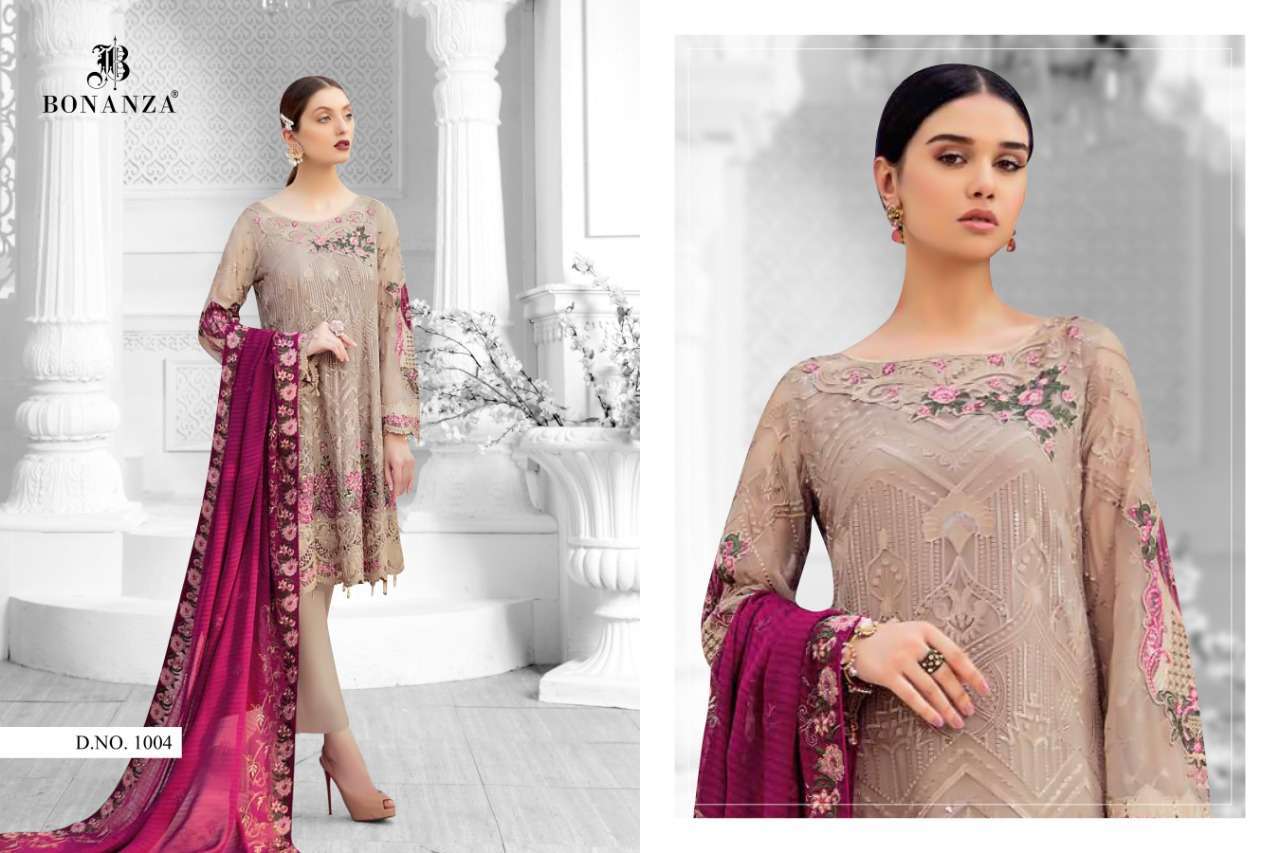ALLIFA VOL-1 BY BONANZA 1001 TO 1004 SERIES BEAUTIFUL SUITS COLORFUL STYLISH FANCY CASUAL WEAR & ETHNIC WEAR HEAVY GEORGETTE WITH EMBROIDERED DRESSES AT WHOLESALE PRICE