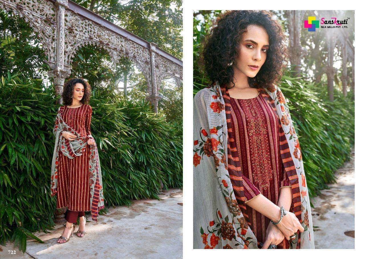 JULIET BY SANSKRUTI SILK MILLS 720 TO 729 SERIES BEAUTIFUL SUITS STYLISH FANCY COLORFUL CASUAL WEAR & ETHNIC WEAR PURE PASHMINA WITH WORK DRESSES AT WHOLESALE PRICE