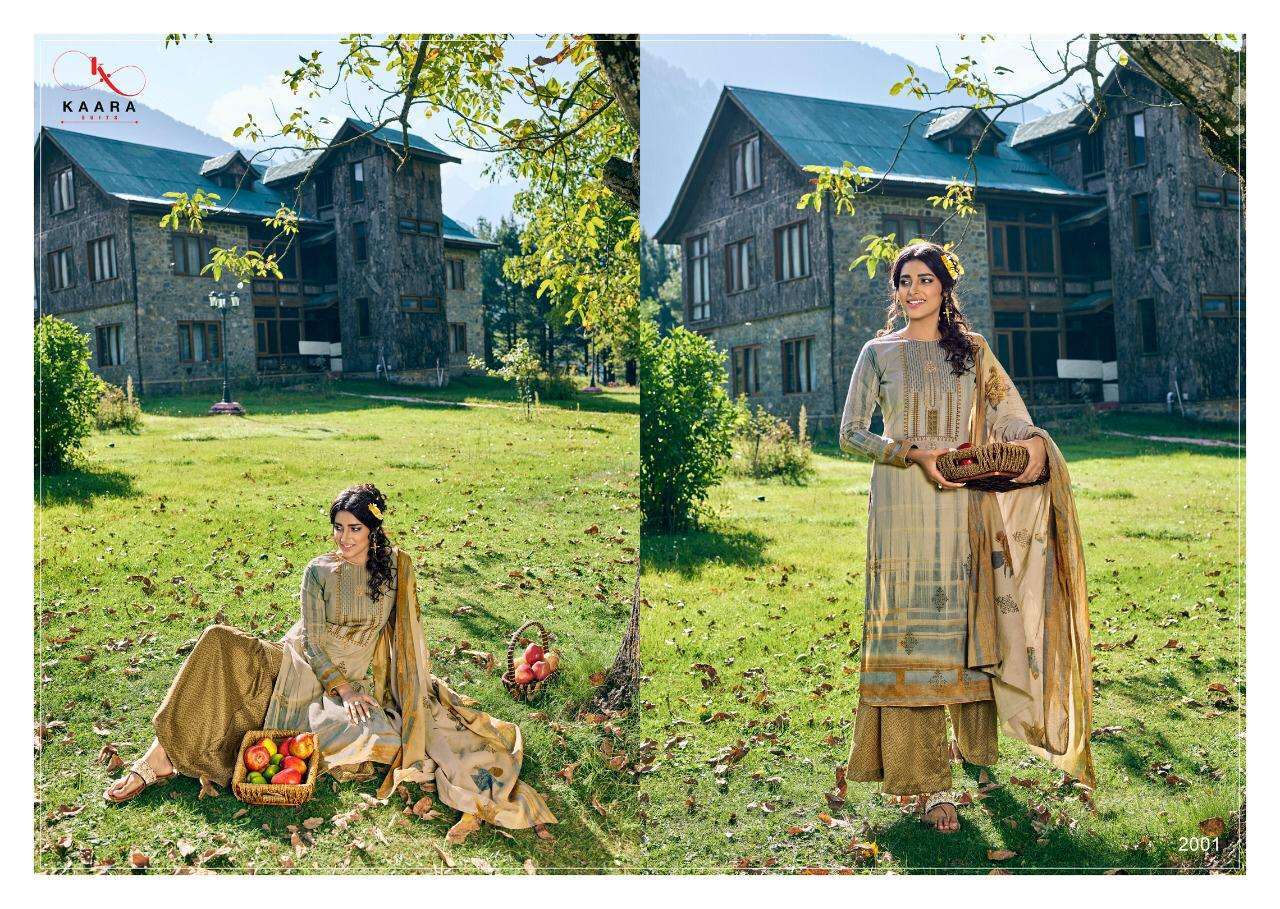 MAHIRA VOL-2 BY KAARA SUITS 2001 TO 2008 SERIES BEAUTIFUL STYLISH FANCY COLORFUL CASUAL WEAR & ETHNIC WEAR SELF WOOVEN PASHMINA DESIGNER PRINT DRESSES AT WHOLESALE PRICE