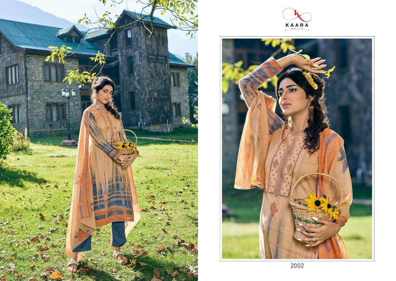 MAHIRA VOL-2 BY KAARA SUITS 2001 TO 2008 SERIES BEAUTIFUL STYLISH FANCY COLORFUL CASUAL WEAR & ETHNIC WEAR SELF WOOVEN PASHMINA DESIGNER PRINT DRESSES AT WHOLESALE PRICE