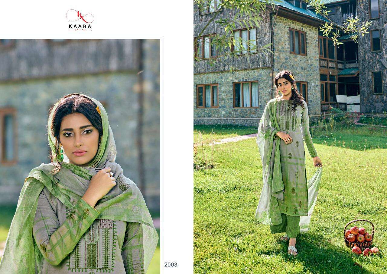MAHIRA VOL-2 BY KAARA SUITS 2001 TO 2008 SERIES BEAUTIFUL STYLISH FANCY COLORFUL CASUAL WEAR & ETHNIC WEAR SELF WOOVEN PASHMINA DESIGNER PRINT DRESSES AT WHOLESALE PRICE