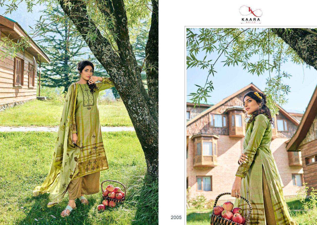MAHIRA VOL-2 BY KAARA SUITS 2001 TO 2008 SERIES BEAUTIFUL STYLISH FANCY COLORFUL CASUAL WEAR & ETHNIC WEAR SELF WOOVEN PASHMINA DESIGNER PRINT DRESSES AT WHOLESALE PRICE