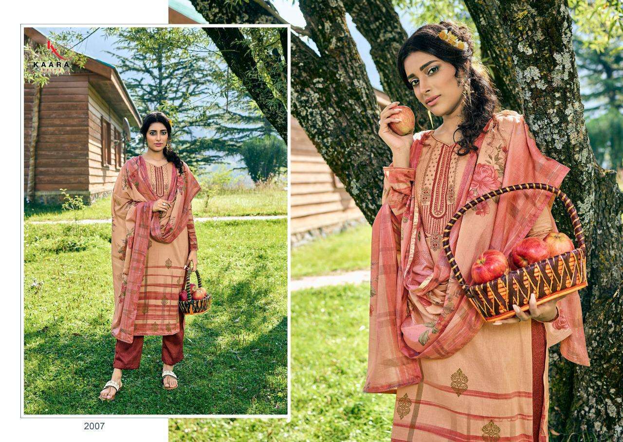 MAHIRA VOL-2 BY KAARA SUITS 2001 TO 2008 SERIES BEAUTIFUL STYLISH FANCY COLORFUL CASUAL WEAR & ETHNIC WEAR SELF WOOVEN PASHMINA DESIGNER PRINT DRESSES AT WHOLESALE PRICE