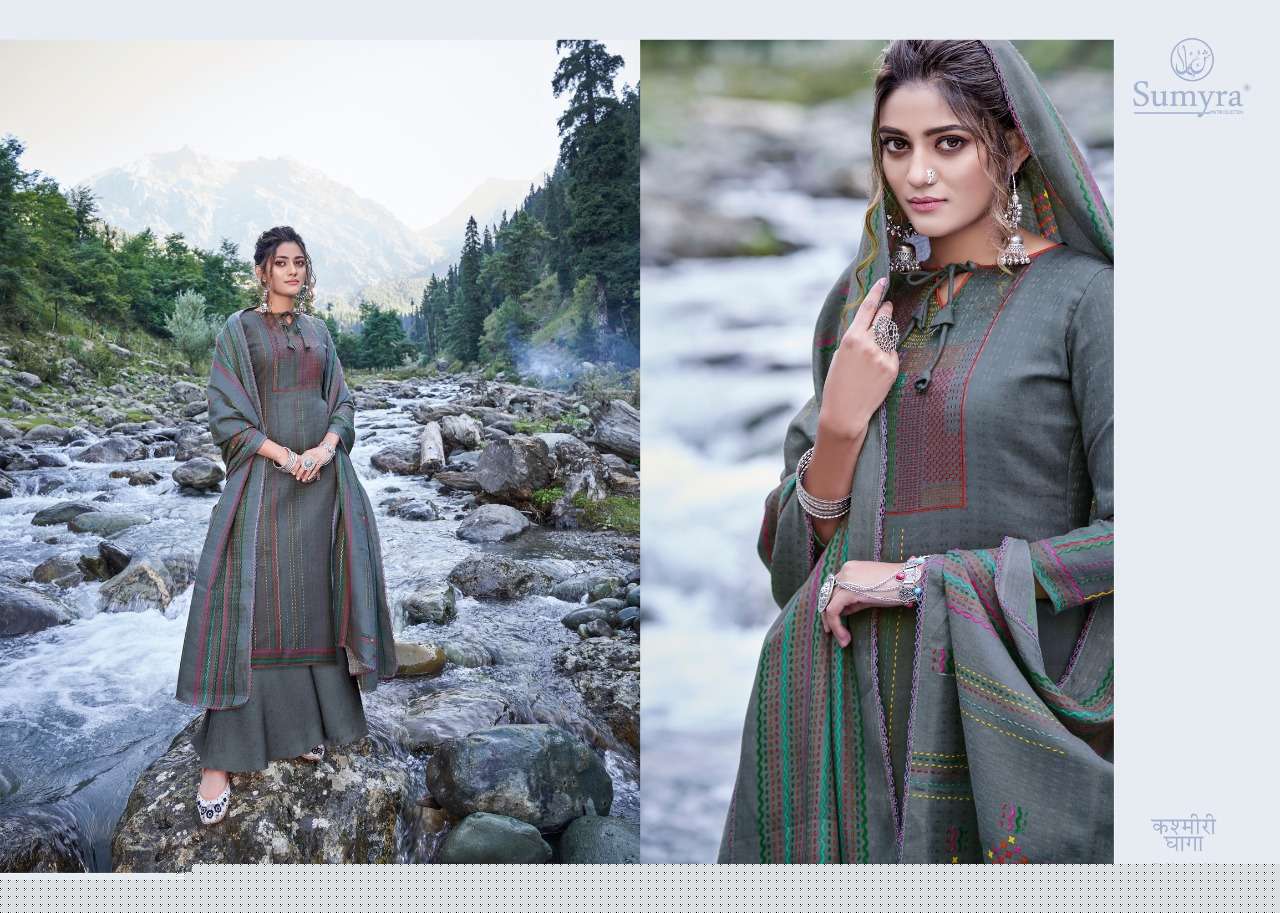 KASHMIRI DHAAGA BY SUMYRA 1001 TO 1008 SERIES BEAUTIFUL STYLISH FANCY COLORFUL CASUAL WEAR & ETHNIC WEAR PURE PASHMINA DESIGNER PRINT DRESSES AT WHOLESALE PRICE
