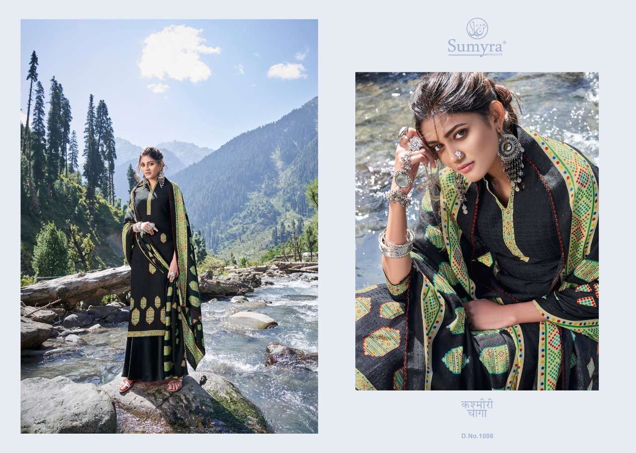 KASHMIRI DHAAGA BY SUMYRA 1001 TO 1008 SERIES BEAUTIFUL STYLISH FANCY COLORFUL CASUAL WEAR & ETHNIC WEAR PURE PASHMINA DESIGNER PRINT DRESSES AT WHOLESALE PRICE
