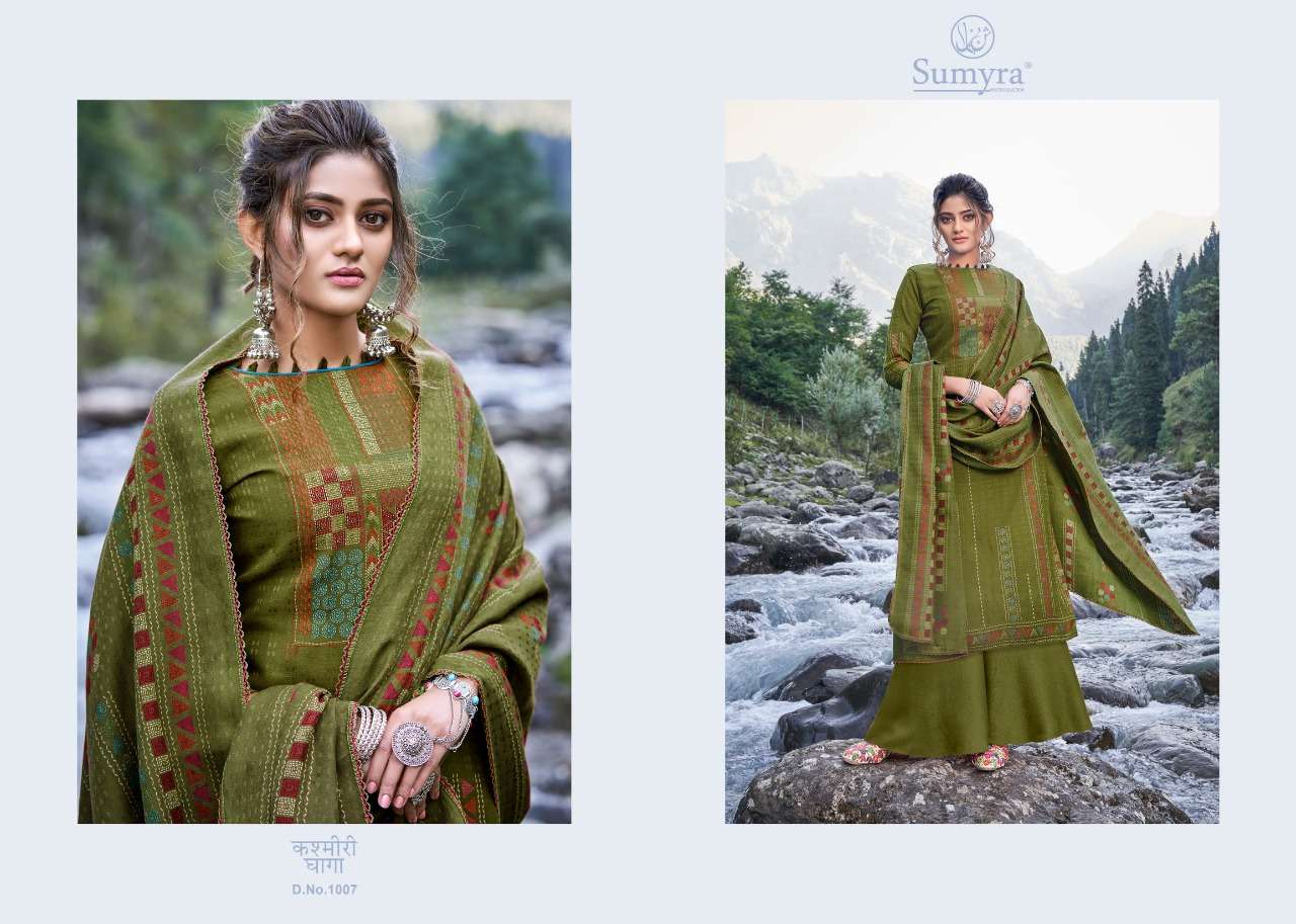 KASHMIRI DHAAGA BY SUMYRA 1001 TO 1008 SERIES BEAUTIFUL STYLISH FANCY COLORFUL CASUAL WEAR & ETHNIC WEAR PURE PASHMINA DESIGNER PRINT DRESSES AT WHOLESALE PRICE