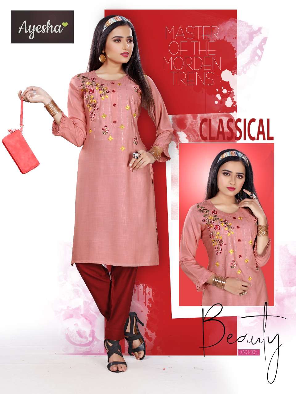 MASHAKALI BY AYESHA 001 TO 008 SERIES STYLISH FANCY BEAUTIFUL COLORFUL CASUAL WEAR & ETHNIC WEAR RAYON SLUB EMBROIDERED KURTIS WITH BOTTOM AT WHOLESALE PRICE