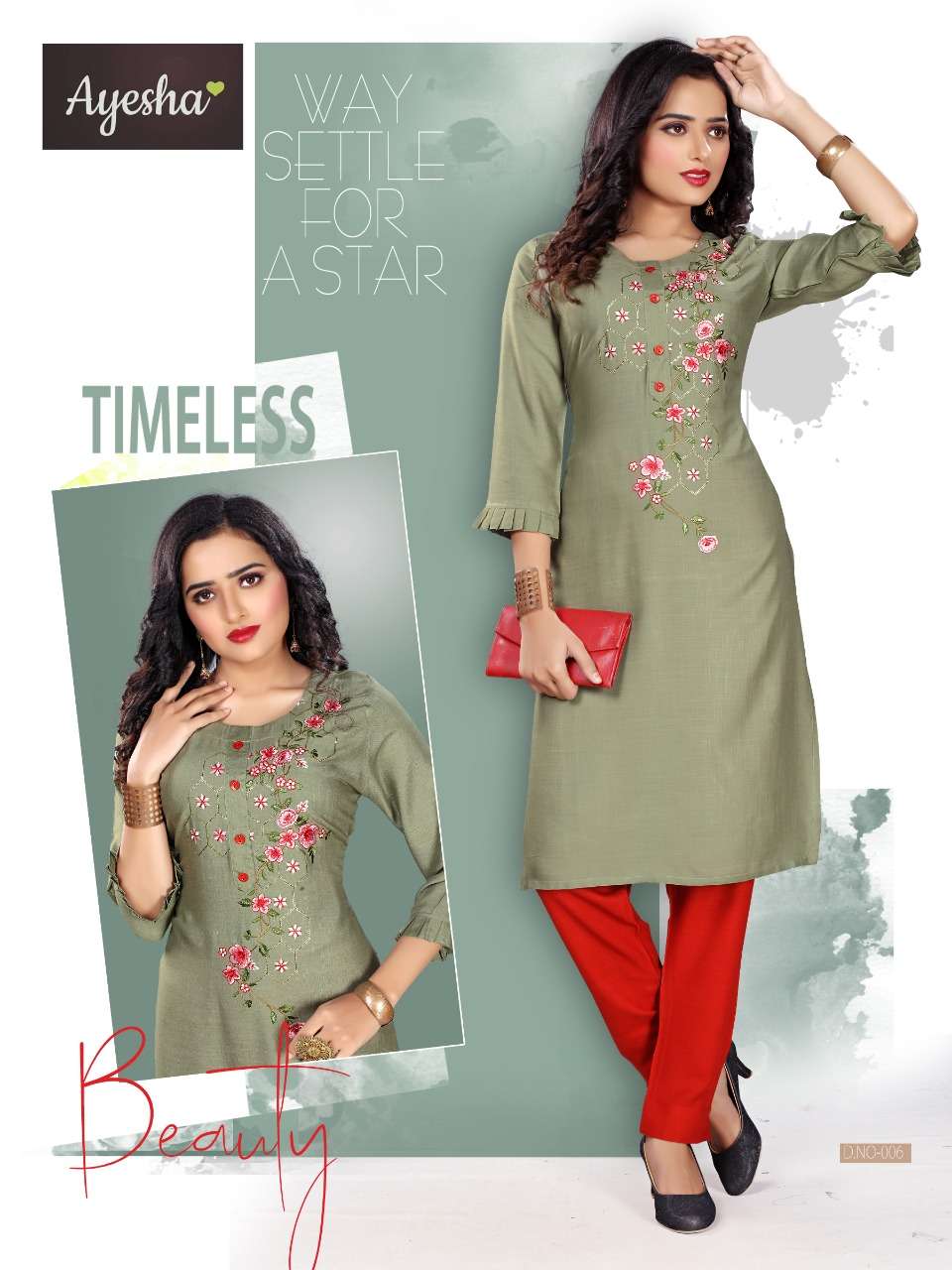 MASHAKALI BY AYESHA 001 TO 008 SERIES STYLISH FANCY BEAUTIFUL COLORFUL CASUAL WEAR & ETHNIC WEAR RAYON SLUB EMBROIDERED KURTIS WITH BOTTOM AT WHOLESALE PRICE